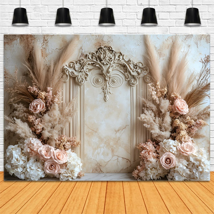 Blume Wand Backdrop Soft Rose Pampas Bogen Hintergrund CSH2-229
