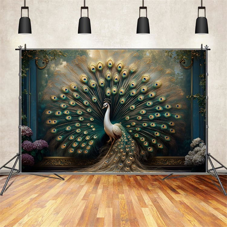 Vintage Wall Backdrop atemberaubende Pfauenfeder Display Hintergrund CSH2-231