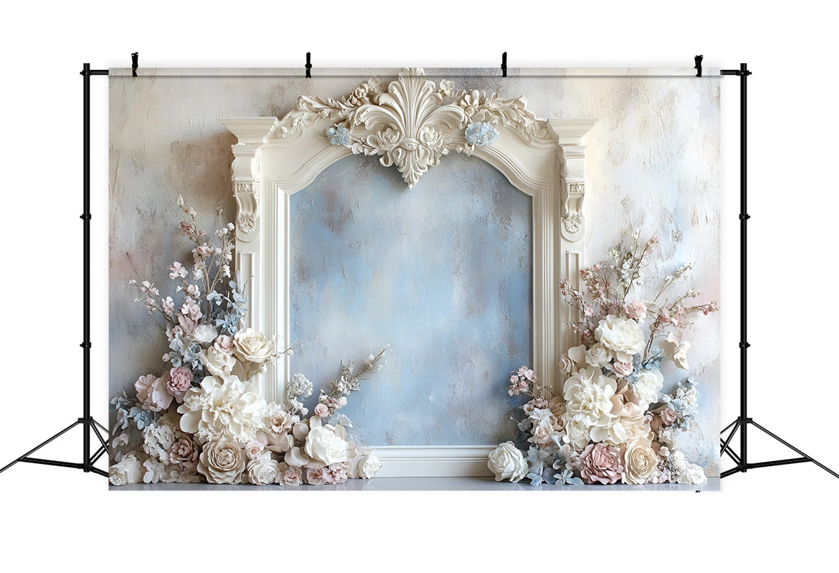 Blume Wand Backdrop Romantische Blaue Floral Frame Backdrop CSH2-233