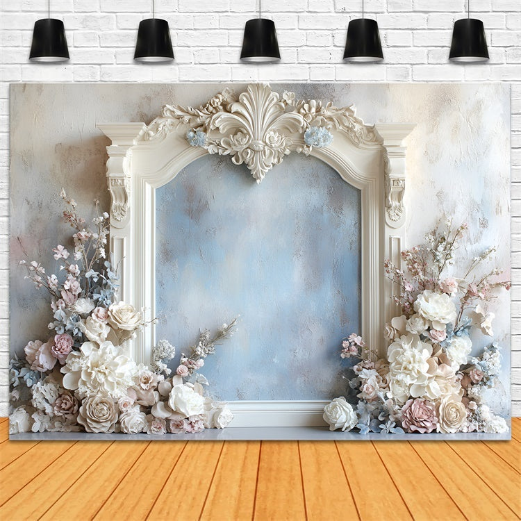 Blume Wand Backdrop Romantische Blaue Floral Frame Backdrop CSH2-233