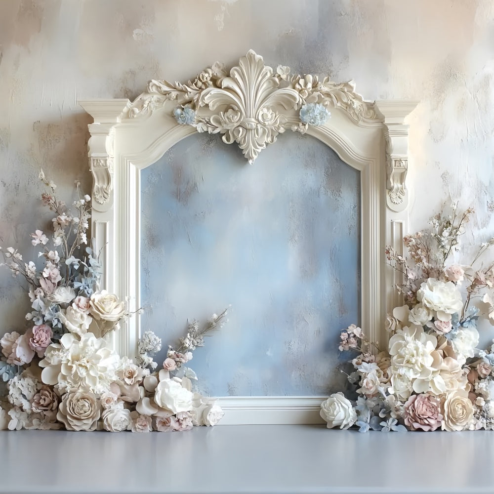 Blume Wand Backdrop Romantische Blaue Floral Frame Backdrop CSH2-233