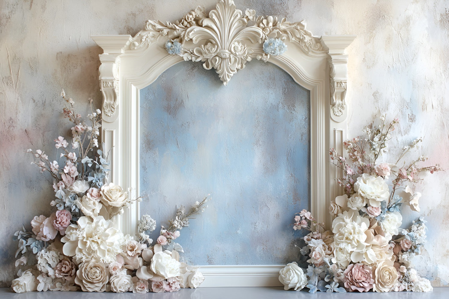 Blume Wand Backdrop Romantische Blaue Floral Frame Backdrop CSH2-233
