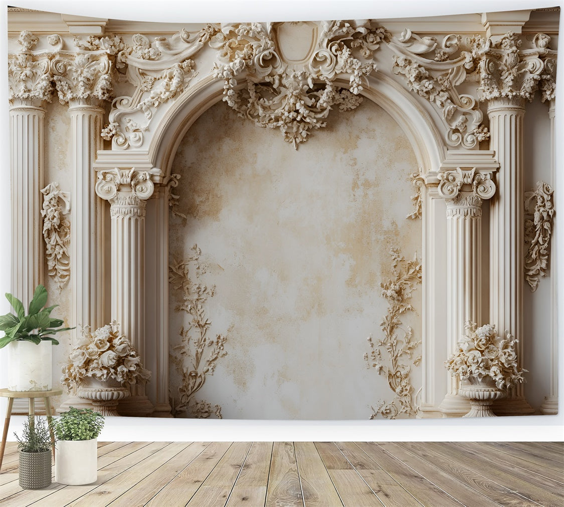 Vintage Wand Hintergrund klassische Säulen Creme Bogen Hintergrund CSH2-234