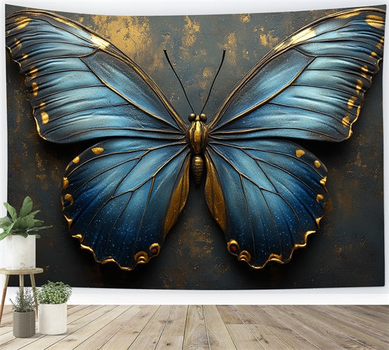 Vintage Wall Backdrop Vibrant Blau Schmetterling Gold Backdrop CSH2-238