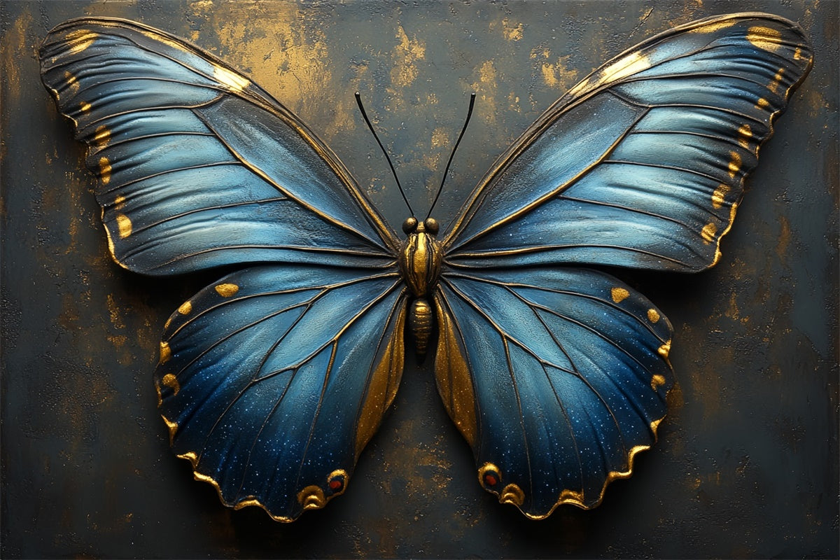Vintage Wall Backdrop Vibrant Blau Schmetterling Gold Backdrop CSH2-238