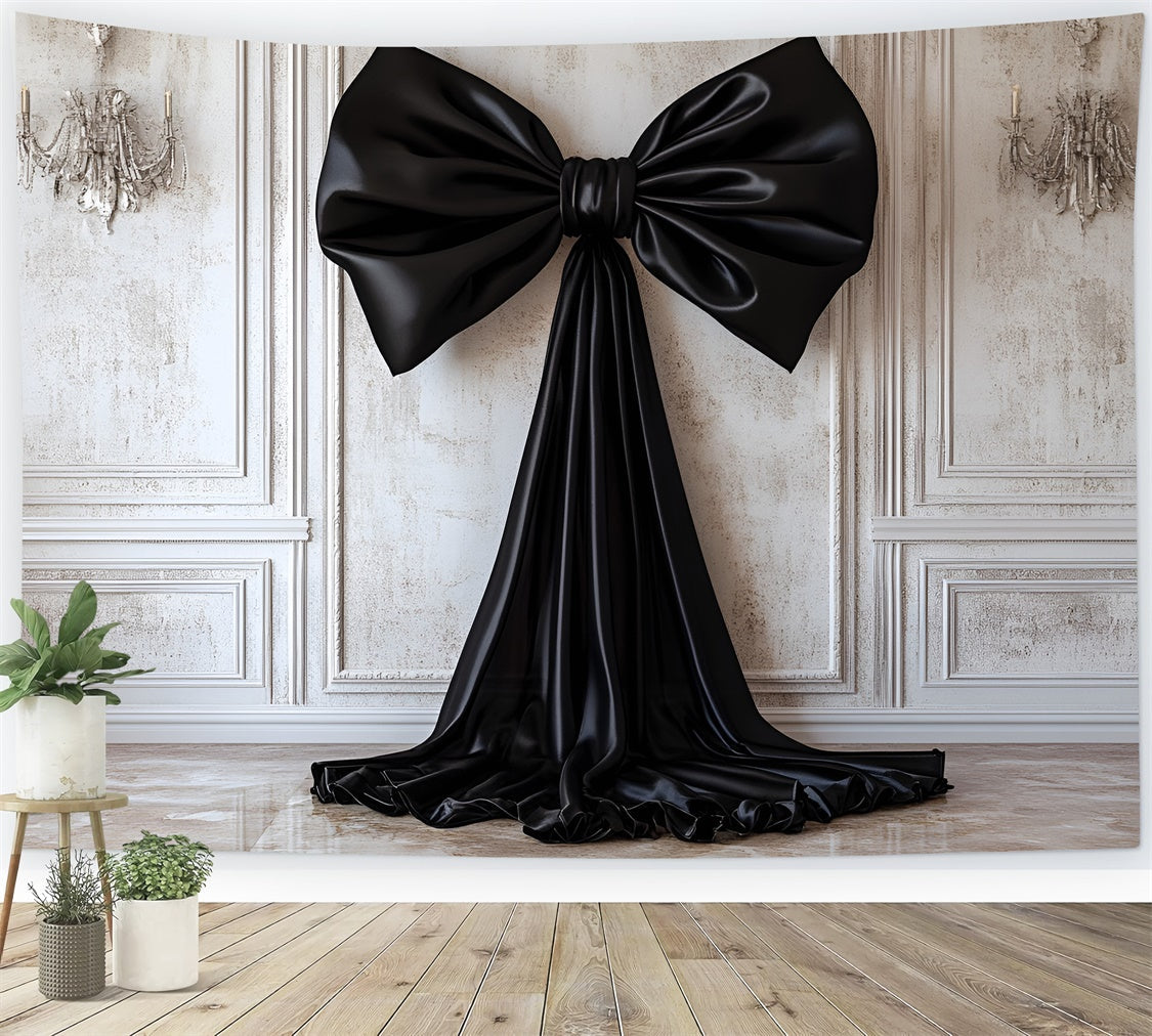 Vintage Wall Backdrop Elegant Schwarz Satin Schleife Hintergrund CSH2-242