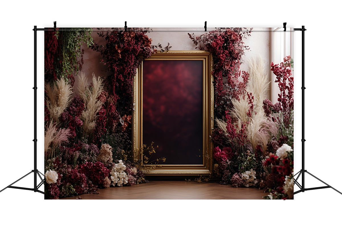 Blume Wand Hintergrund Elegant Crimson Floral Frame Hintergrund CSH2-243