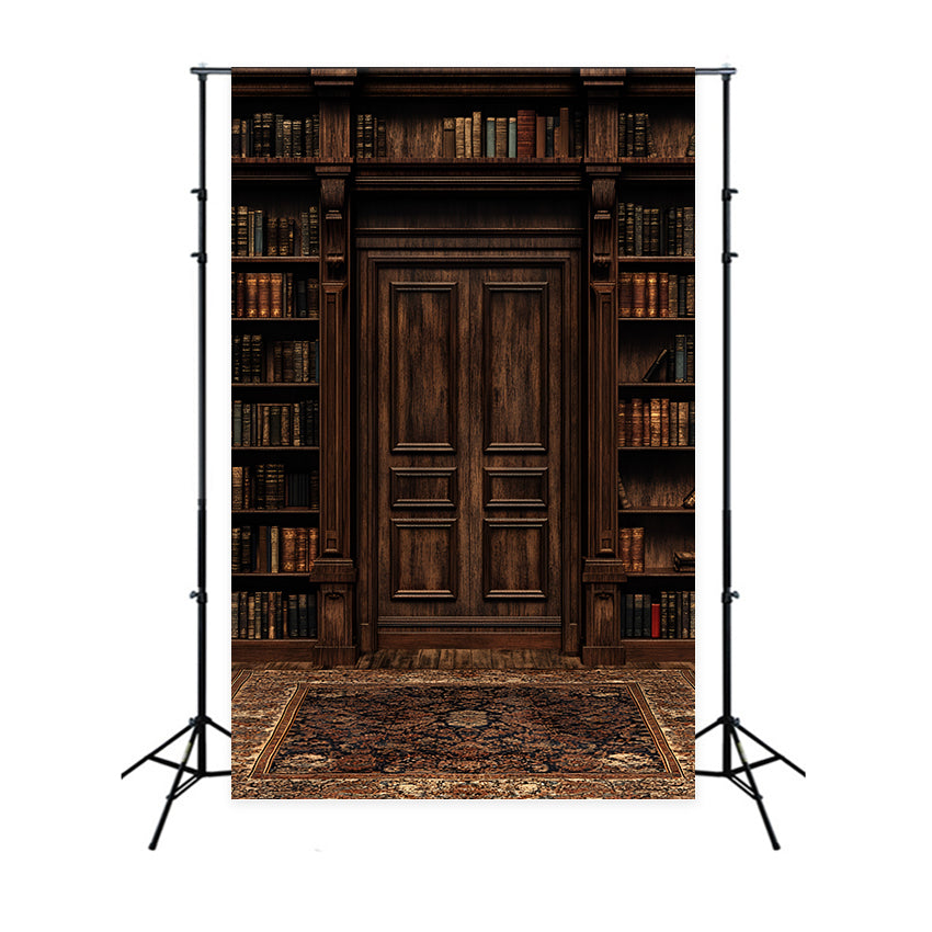 Wood Wall Backdrop Elegantes Bücherregal Holztür Hintergrund CSH2-248