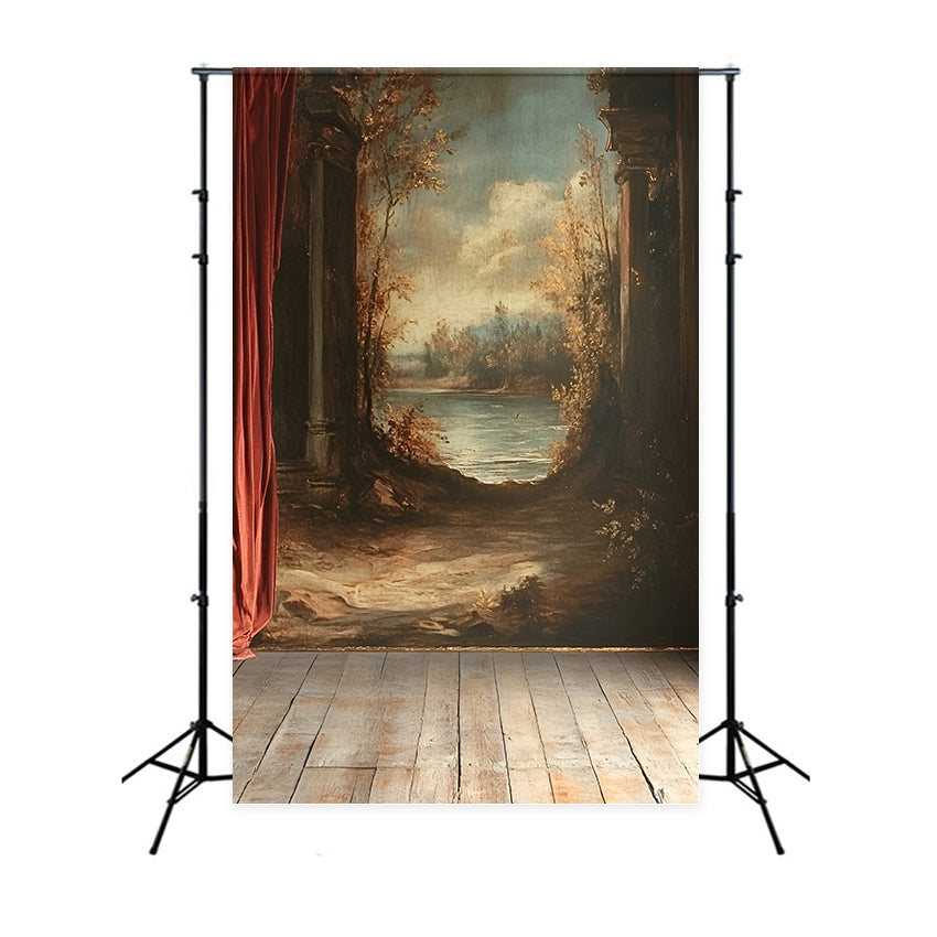 Vintage Wall Backdrop Antike gemalte Landschaft gerahmt Backdrop CSH2-251