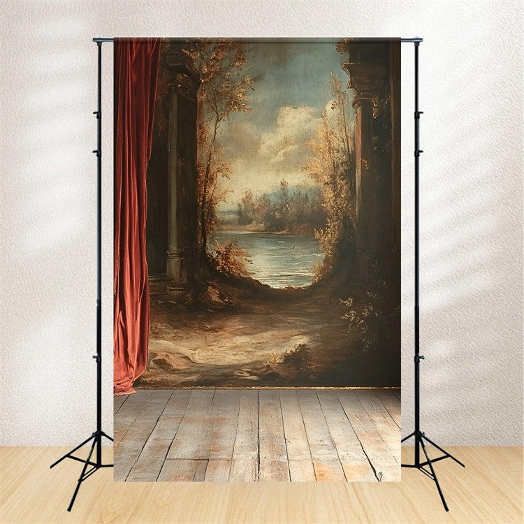 Vintage Wall Backdrop Antike gemalte Landschaft gerahmt Backdrop CSH2-251