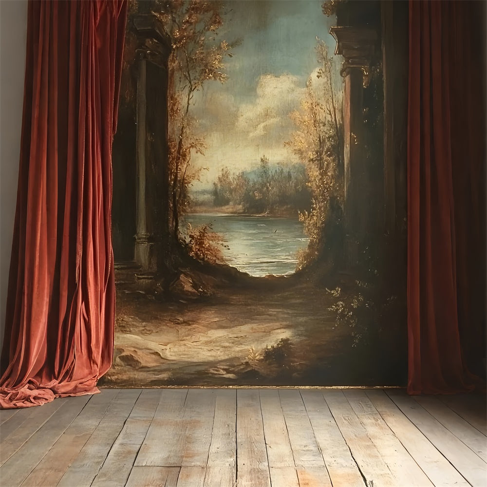 Vintage Wall Backdrop Antike gemalte Landschaft gerahmt Backdrop CSH2-251