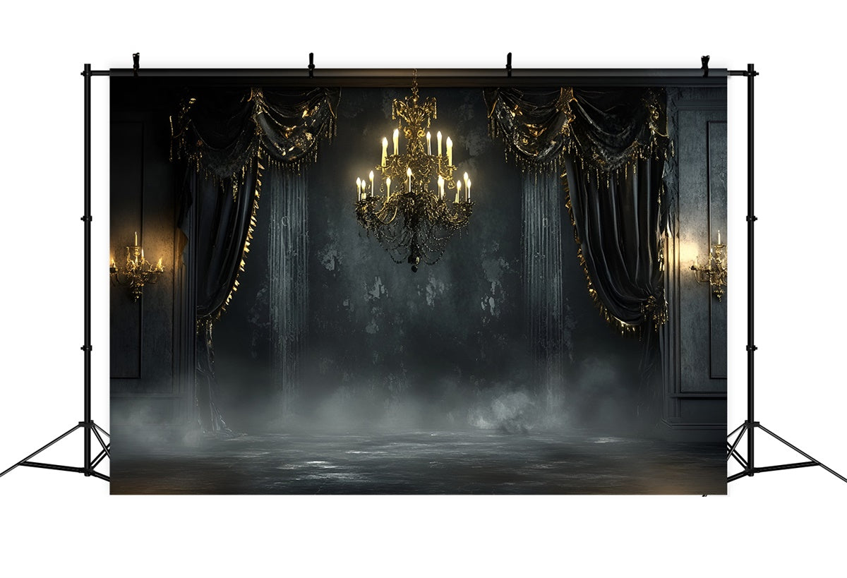Schwarze Wand Backdrop Gothic Schwarzer Kronleuchter Ballsaal Backdrop CSH2-256