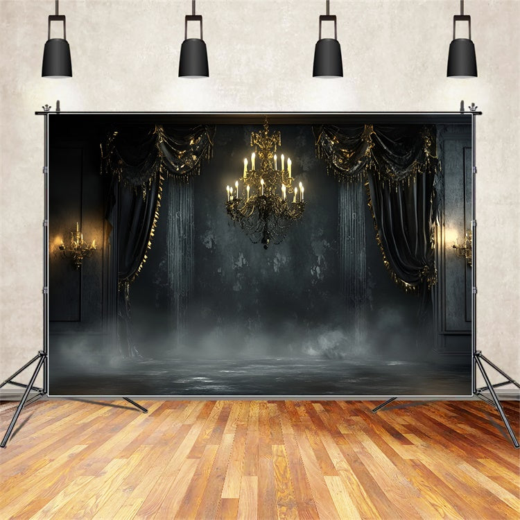 Schwarze Wand Backdrop Gothic Schwarzer Kronleuchter Ballsaal Backdrop CSH2-256