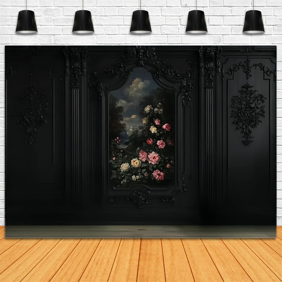 Schwarze Wand Backdrop Floral Rose Wall Black Backdrop CSH2-259