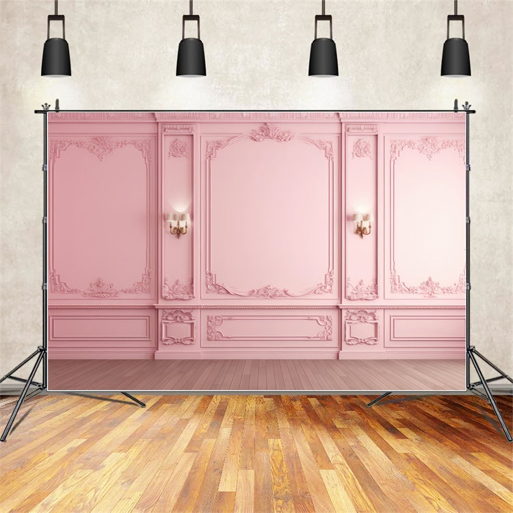 Vintage Wall Backdrop Verschnörkelte Romantische Rosa Wand Hintergrund CSH2-261
