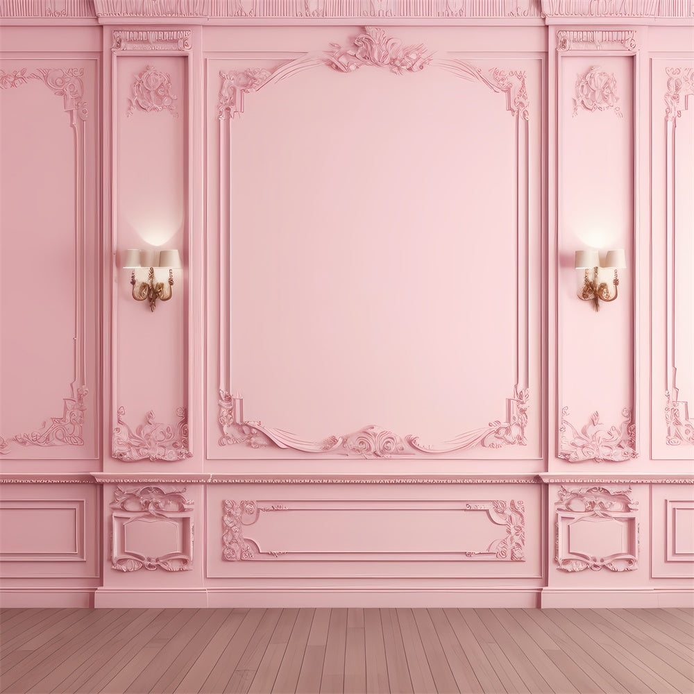 Vintage Wall Backdrop Verschnörkelte Romantische Rosa Wand Hintergrund CSH2-261