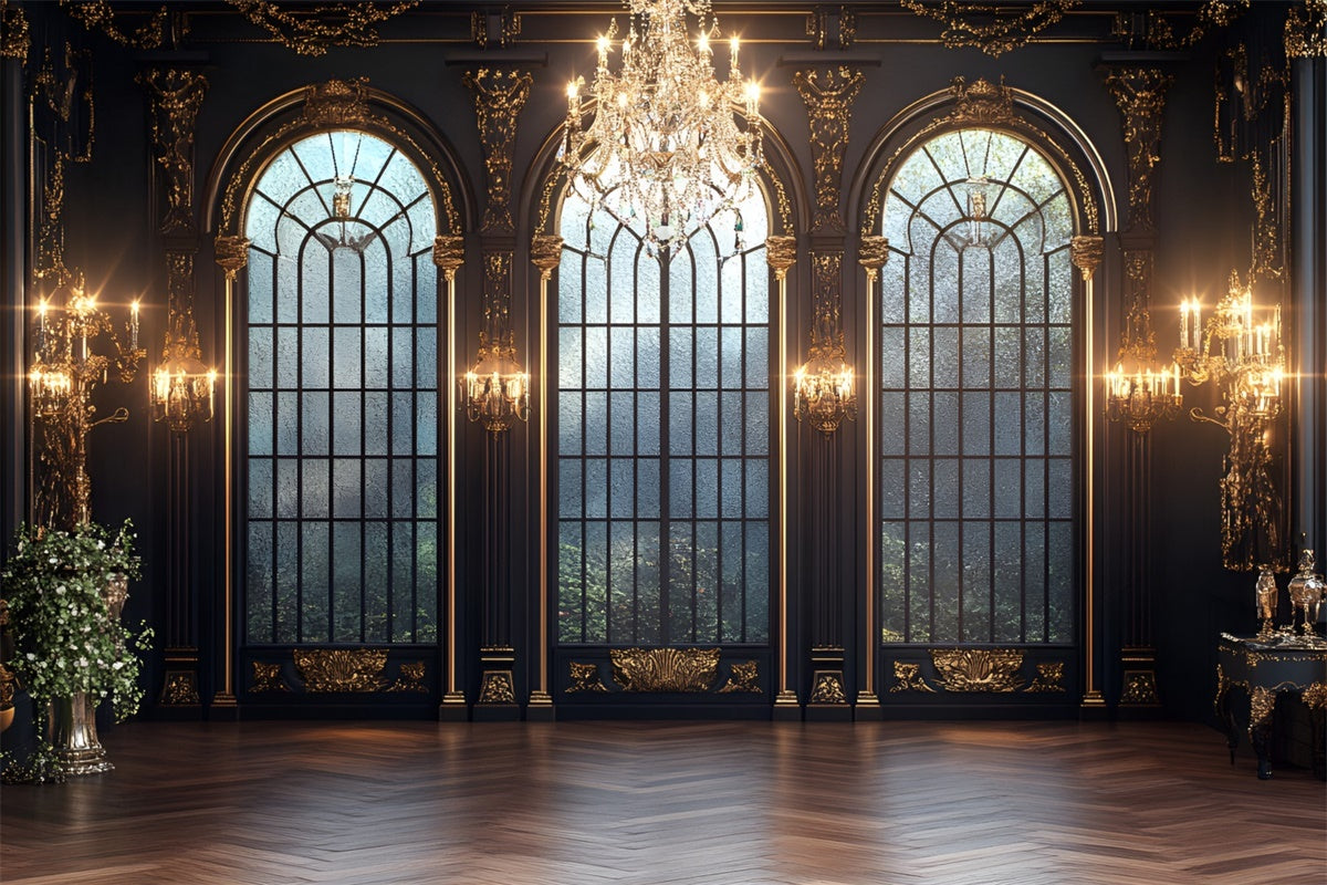 Vintage Wandhintergrund Königlich Ballsaal Bogenfenster Backdrop CSH2-269