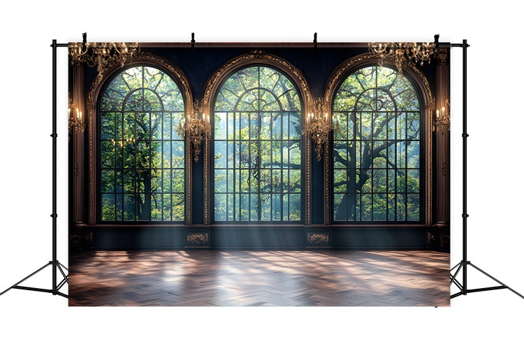 Vintage Wandhintergrund Chateau Manor Bogenfenster Hintergrund CSH2-270