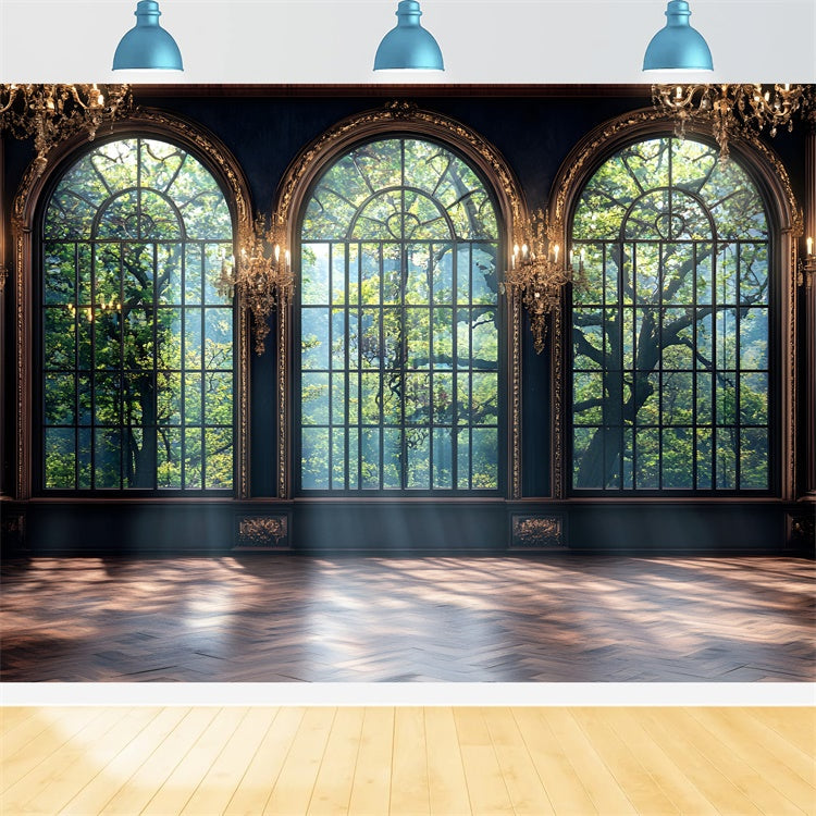 Vintage Wandhintergrund Chateau Manor Bogenfenster Hintergrund CSH2-270
