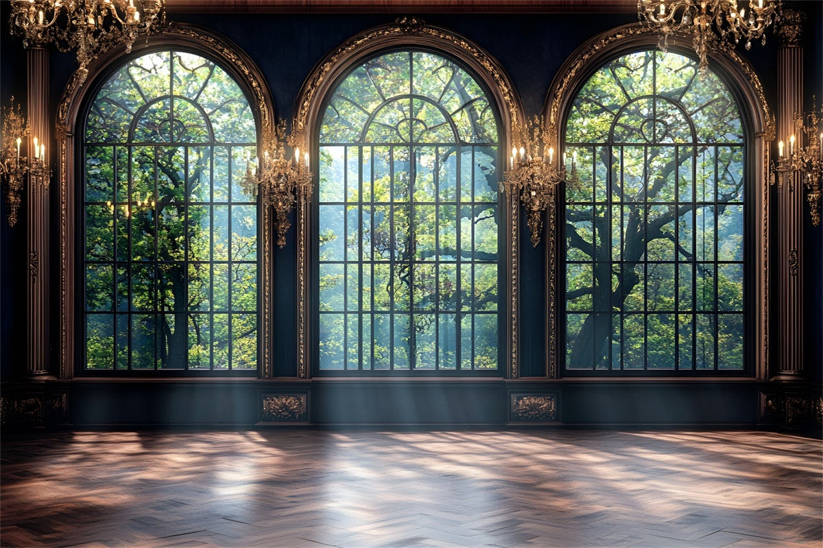 Vintage Wandhintergrund Chateau Manor Bogenfenster Hintergrund CSH2-270