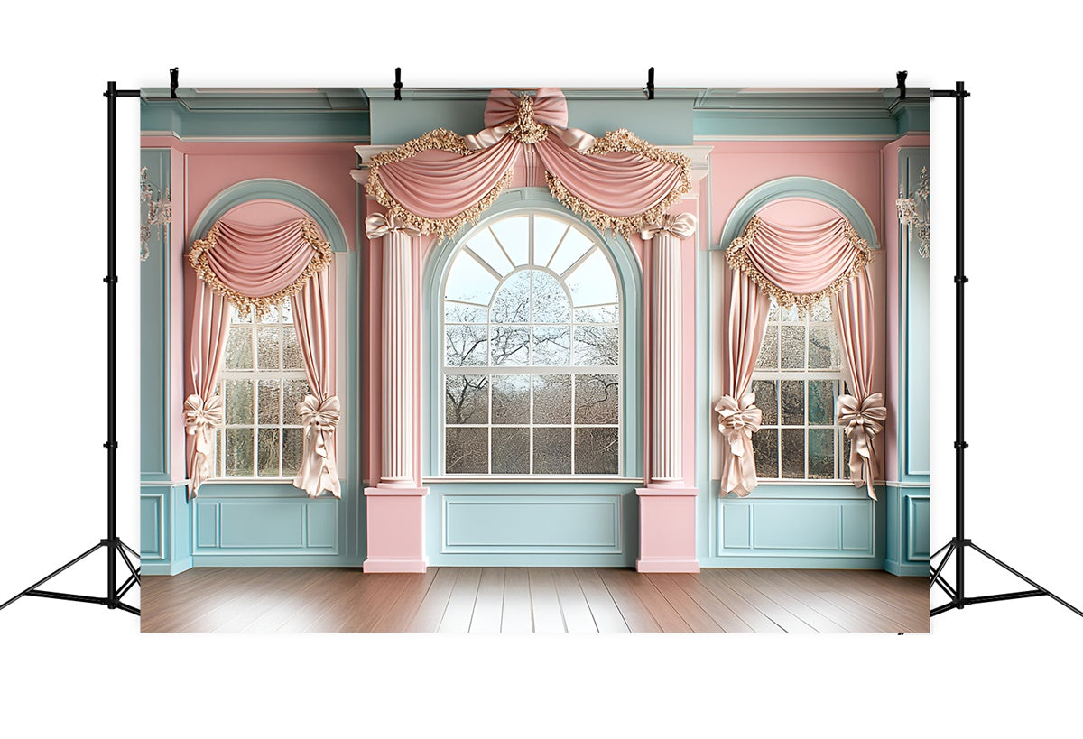 Vintage Wandhintergrund Romantische Pastell drapiert Fenster Hintergrund CSH2-272