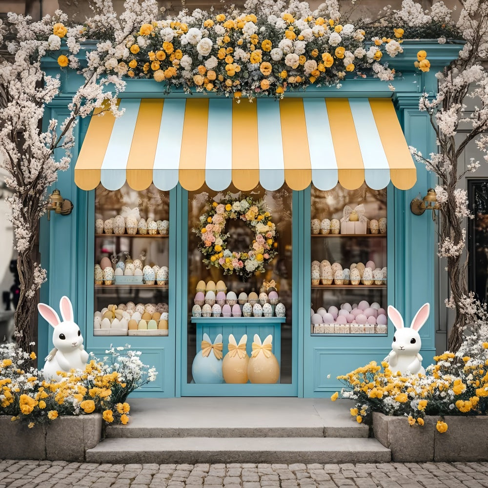 Ostern Backdrop Niedlicher Hase Schaufenster Pastell Eier Backdrop CSH2-36