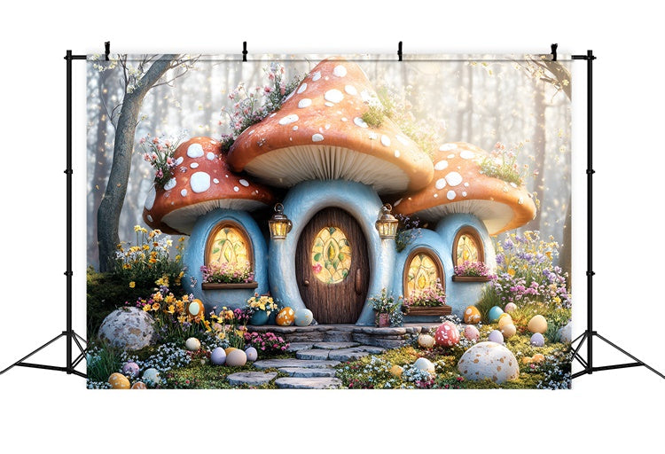 Backdrop Ostern Gemütliches Pilzhaus Ei Garten Backdrop CSH2-37