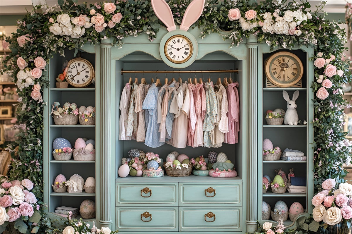Ostern Backdrops Ideen Vintage Bunny Wardrobe Display Backdrop CSH2-44