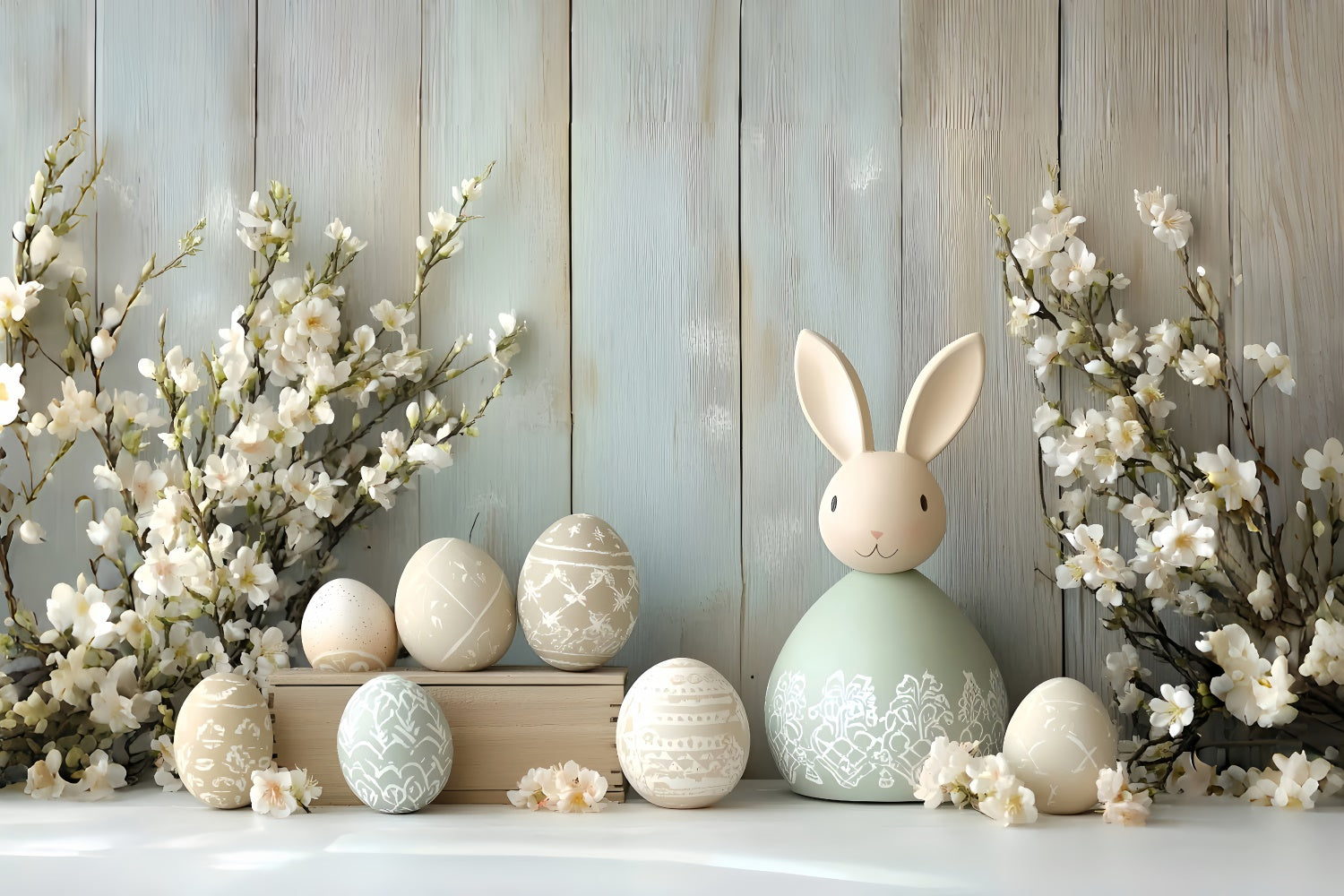 Fotokulissen Ostern Eleganter Hase Festliche Eier Kulisse CSH2-53