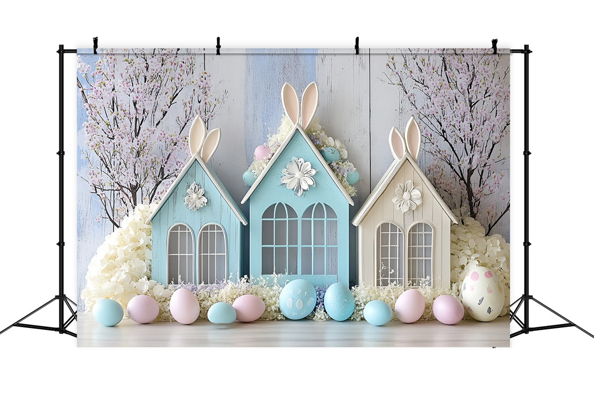 Fotohintergrund für Ostern Pastell Bunny House Floral Backdrop CSH2-63