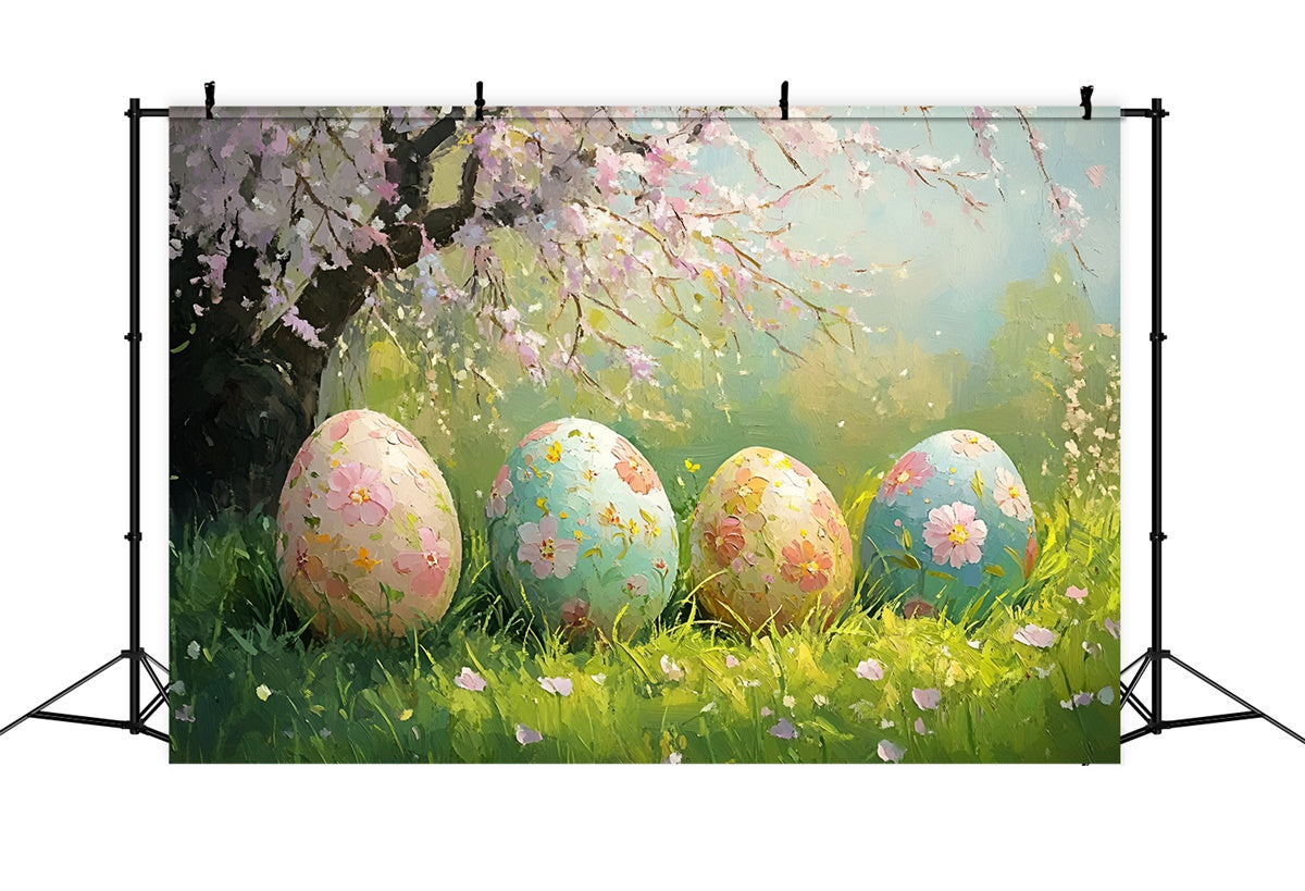 Ostern Fotohintergrund Gemalte Eier Frühlingsblumen Hintergrund CSH2-8