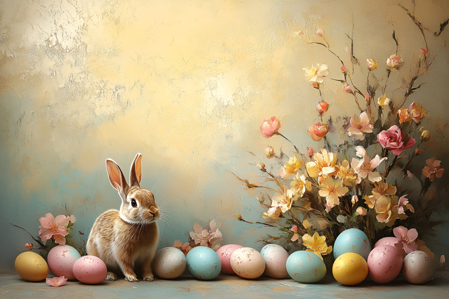 Ostern Backdrops Fotografie Vintage Bunny Floral Egg Backdrop CSH2-89