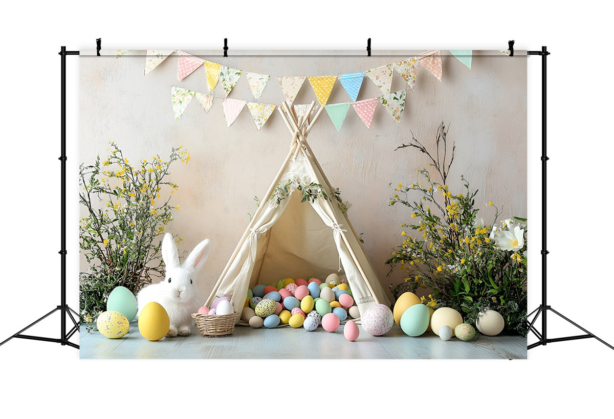 Ostern Backdrop Charming Bunny Zelt bunte Eier Backdrop CSH2-94