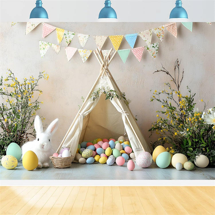 Ostern Backdrop Charming Bunny Zelt bunte Eier Backdrop CSH2-94