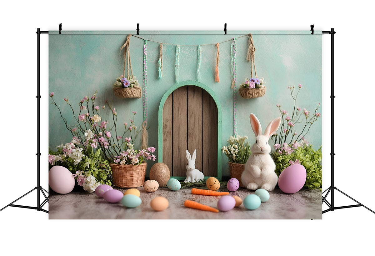 Ostern Fotohintergrund Enchanted Green Door Hasen Hintergrund CSH2-96