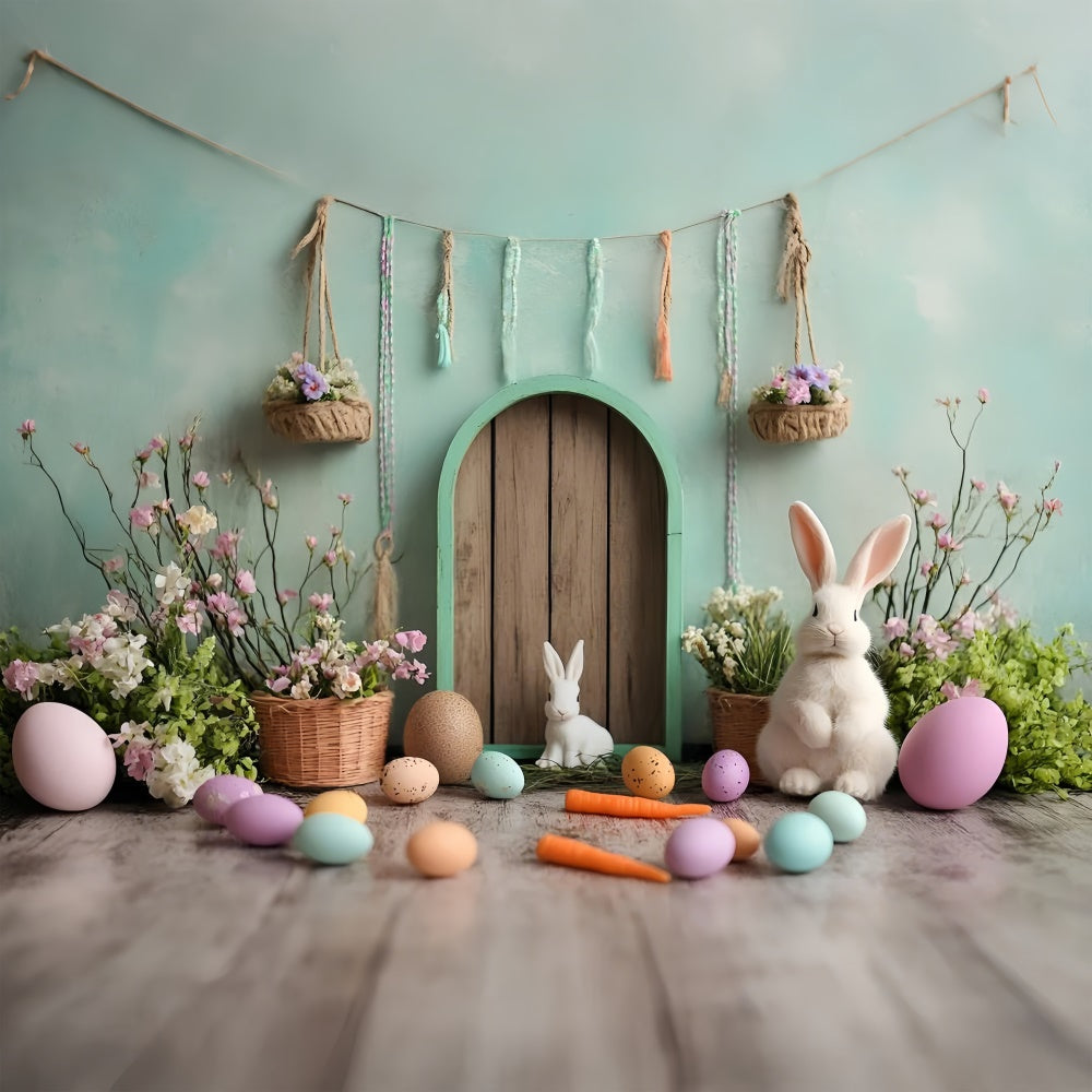 Ostern Fotohintergrund Enchanted Green Door Hasen Hintergrund CSH2-96