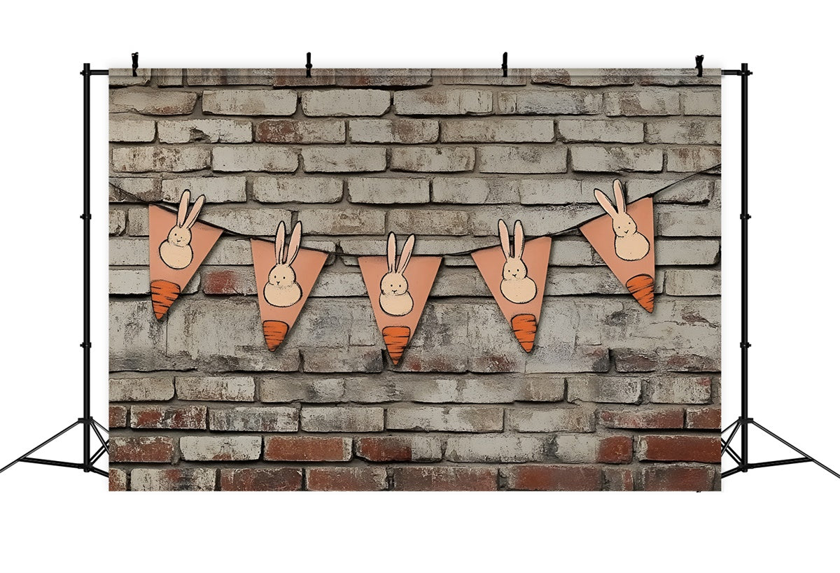 Ostern Backdrop Vintage Backsteinmauer Hase Karotte Hintergrund CSH2-97
