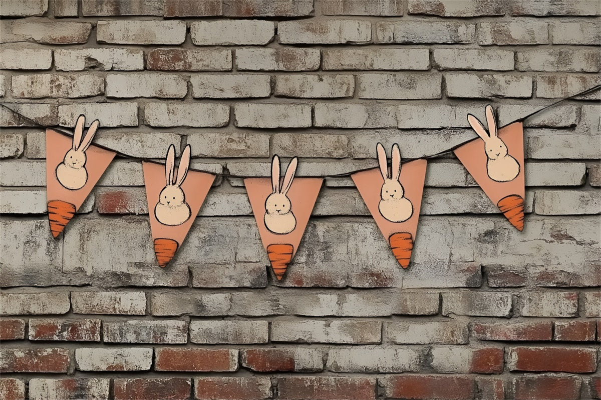 Ostern Backdrop Vintage Backsteinmauer Hase Karotte Hintergrund CSH2-97