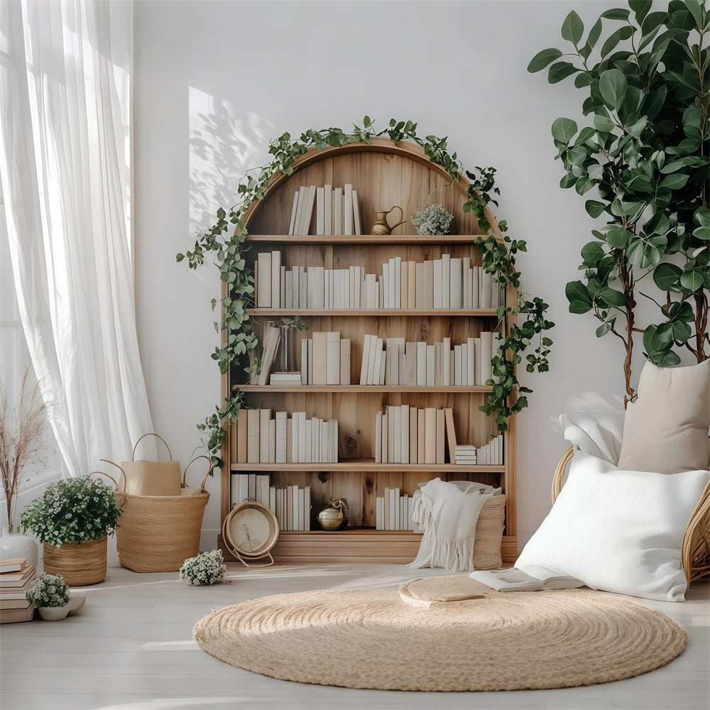 Backdrop für die Schule Rustikales Bücherregal Backdrop CSH3-1