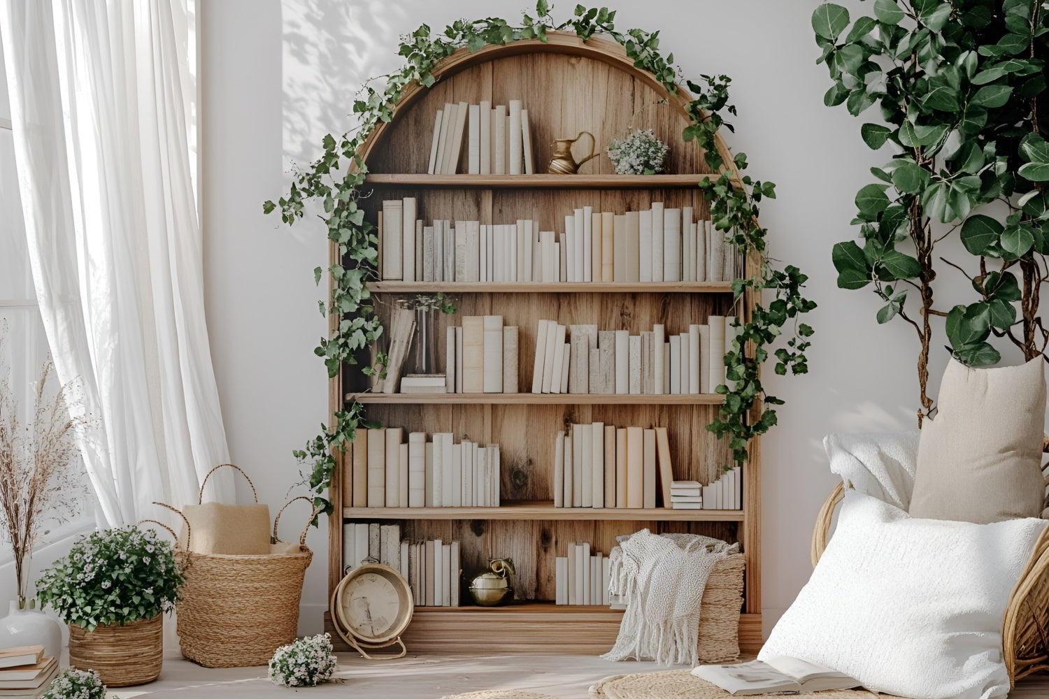 Backdrop für die Schule Rustikales Bücherregal Backdrop CSH3-1