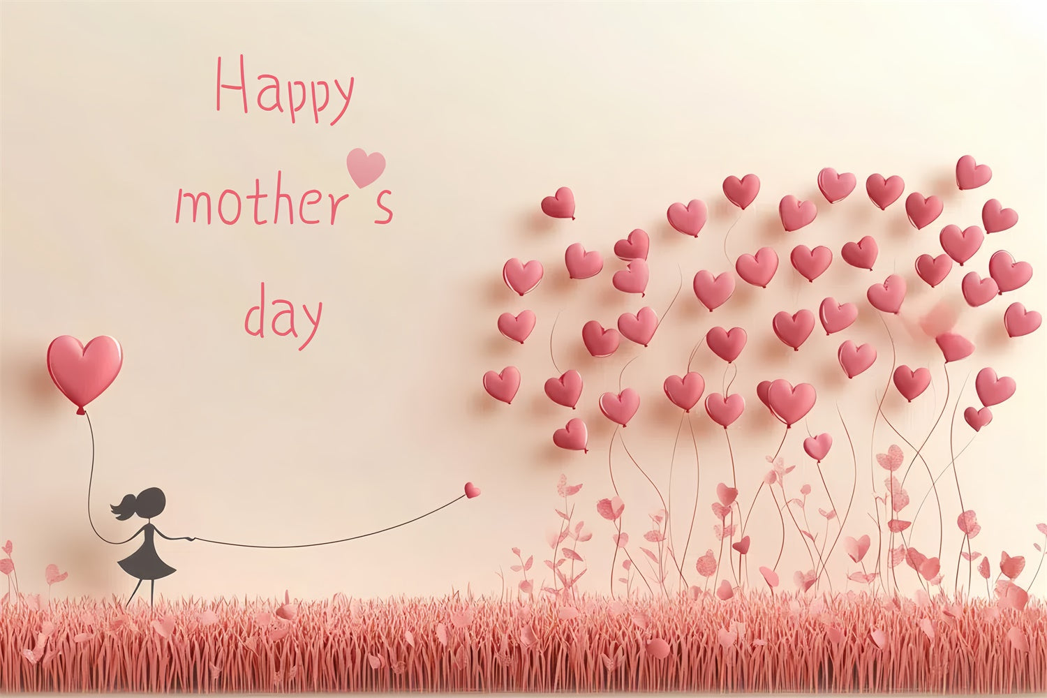 Muttertags-Hintergrundbild Personalisierbare Wiese mit Herzballons CSH3-101