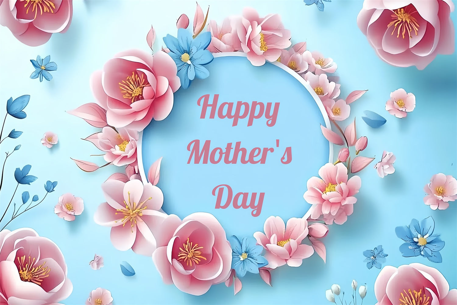 Muttertags-Hintergrundbild mit rundem Blumenrahmen CSH3-104