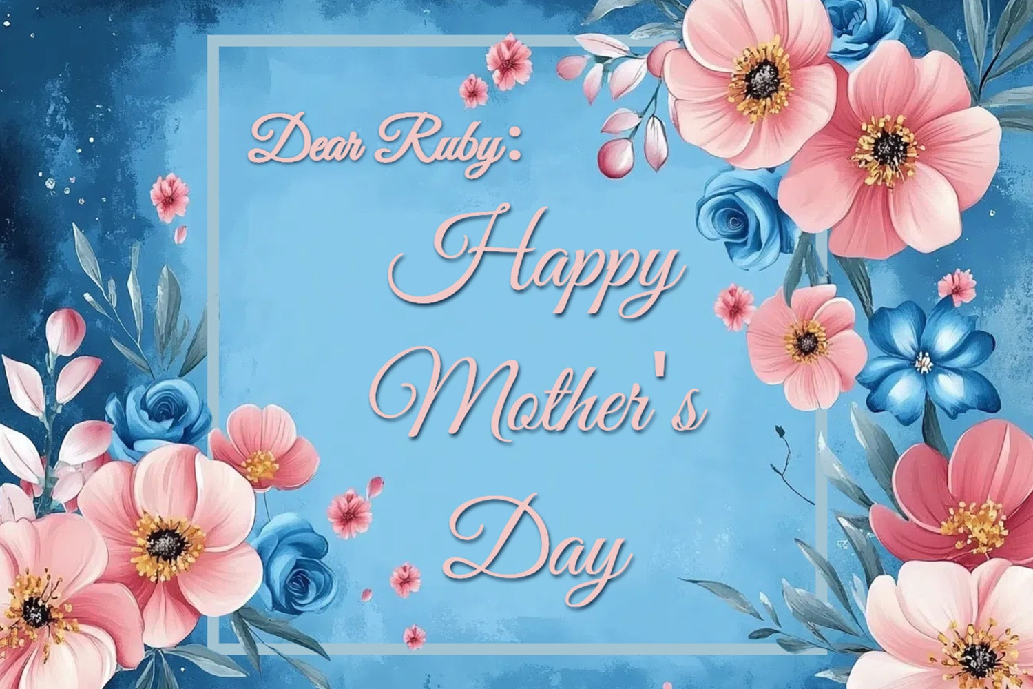 Muttertags-Hintergrundbild zum Selbstgestalten Blaue Blumenromanze CSH3-105