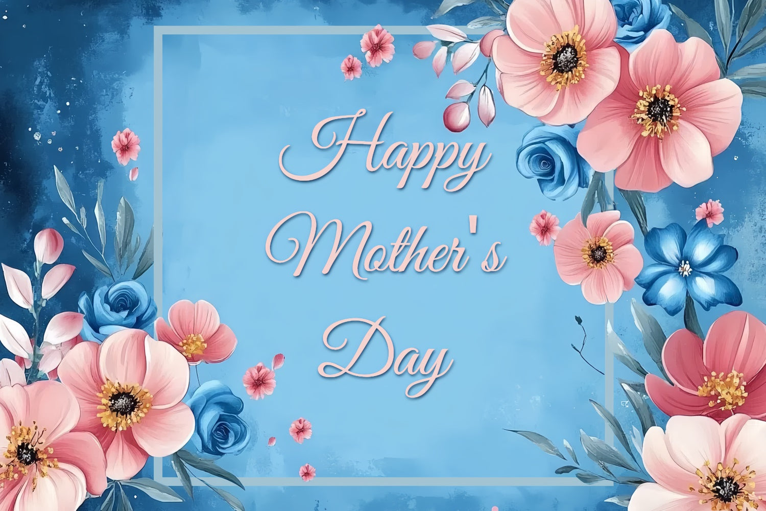 Muttertags-Hintergrundbild zum Selbstgestalten Blaue Blumenromanze CSH3-105