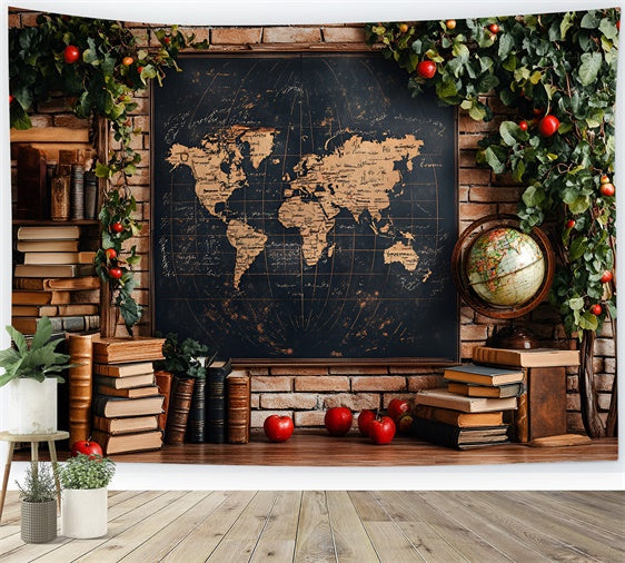 Back To School Fotohintergrund Antike Karte Bücher Hintergrund CSH3-12