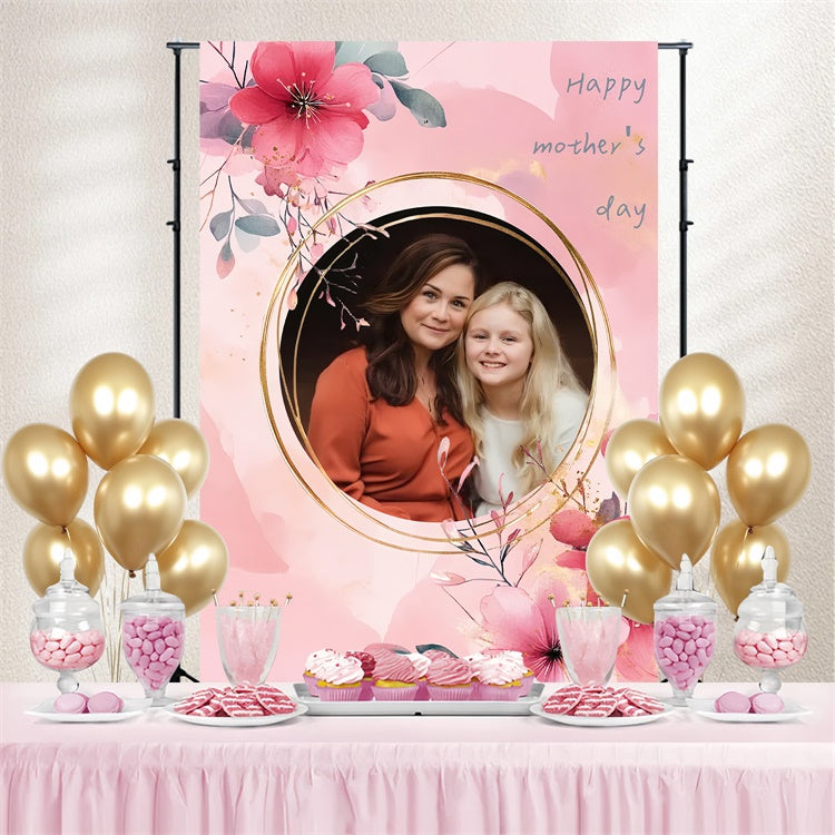 Muttertags-Hintergrundbild mit Aquarell-Blumenrahmen CSH3-127