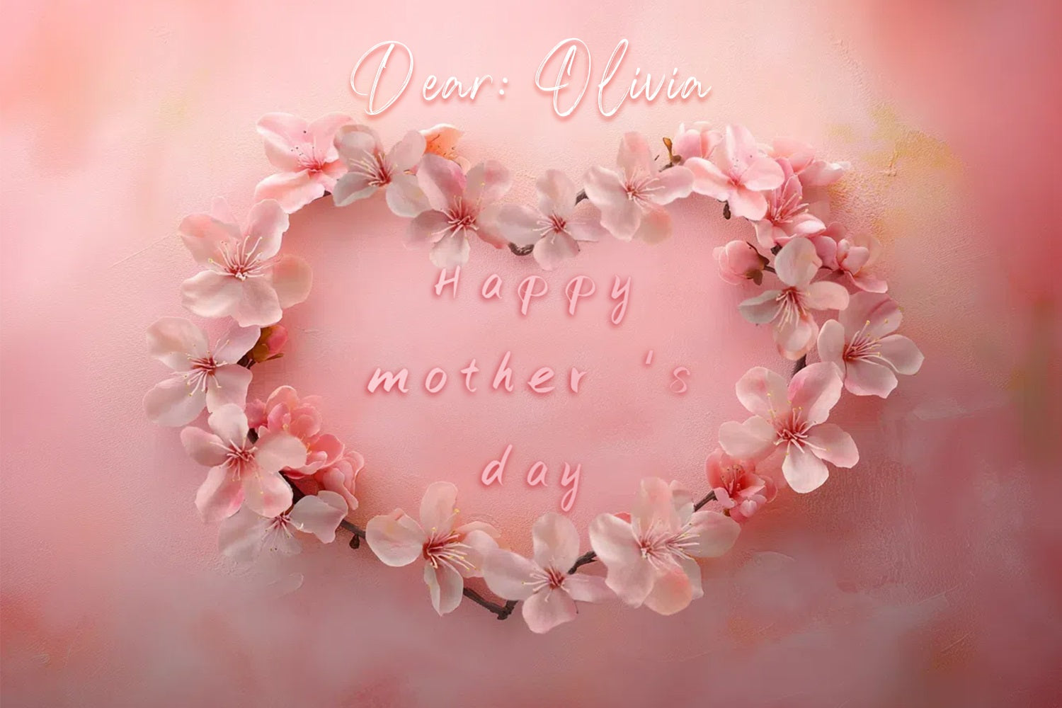 Muttertags-Hintergrundbild Personalisierbar Zartes Herz Sakura CSH3-138