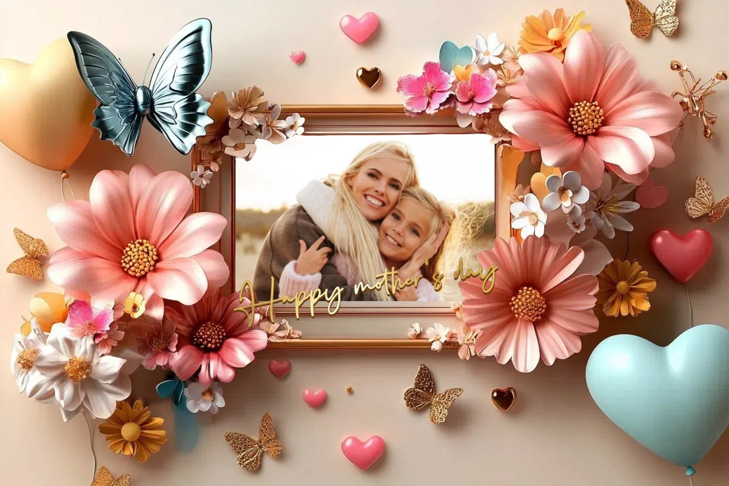 Muttertags-Hintergrundbild Personalisierbar Romantischer Blumenballon CSH3-140