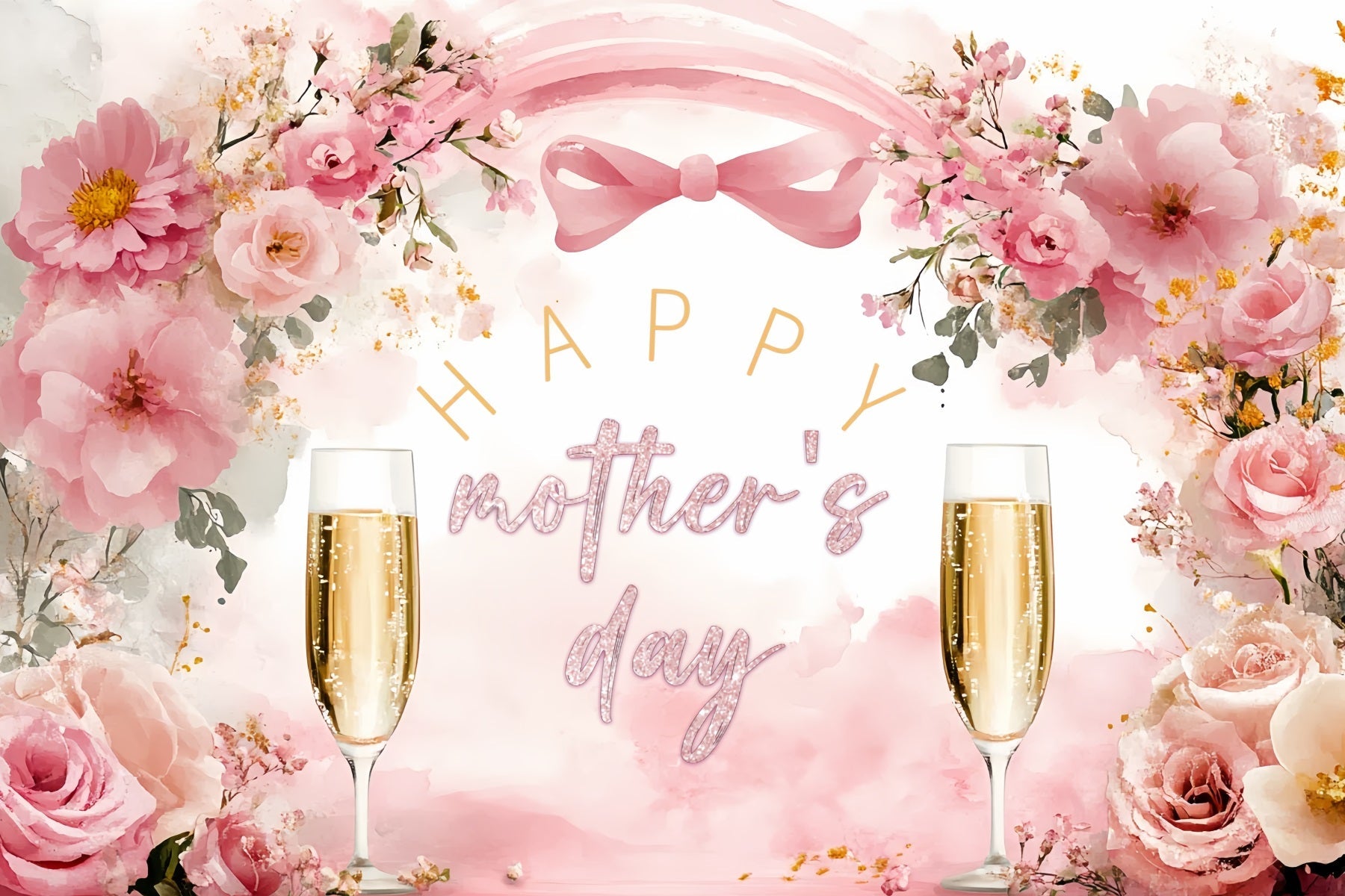 Backdrop für Muttertag Floral Champagner Toast Customized Hintergrund CSH3-149