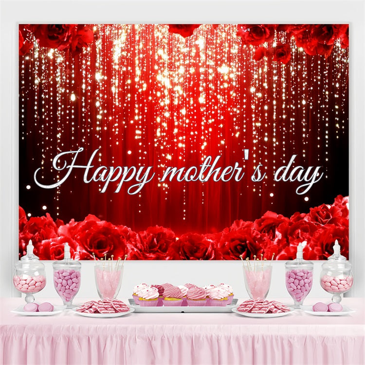 Backdrops für Muttertag Rot funkelnde Rose Personalisierte Backdrop CSH3-157